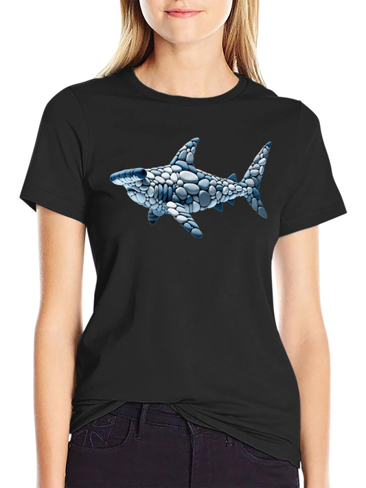 Cool Shark Pebble Art Graphic Tee - Black