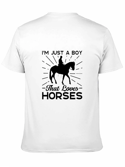 Im Just A Boy Who Loves Horses Black T-Shirt