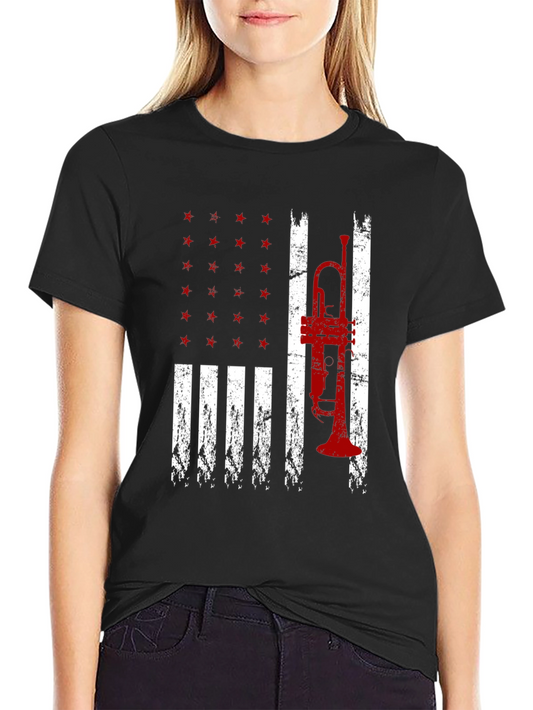 American Trumpet Flag Graphic T-Shirt