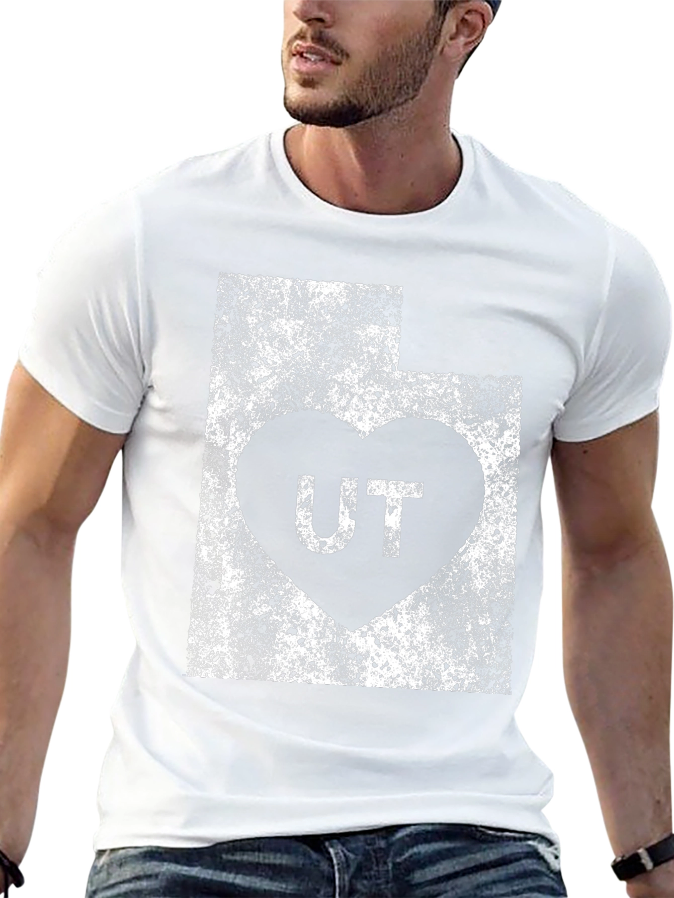 Utah State Heart T-Shirt - Distressed Design