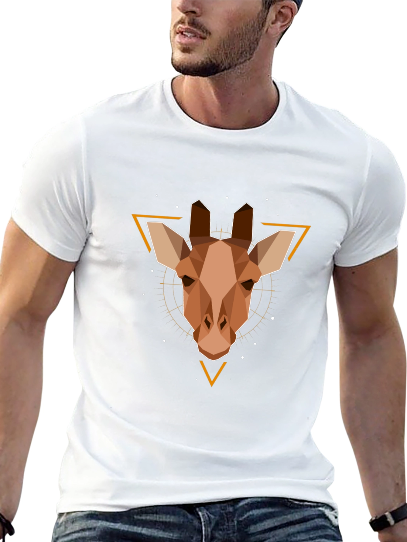 Geometric Giraffe Graphic Tee - Modern Style