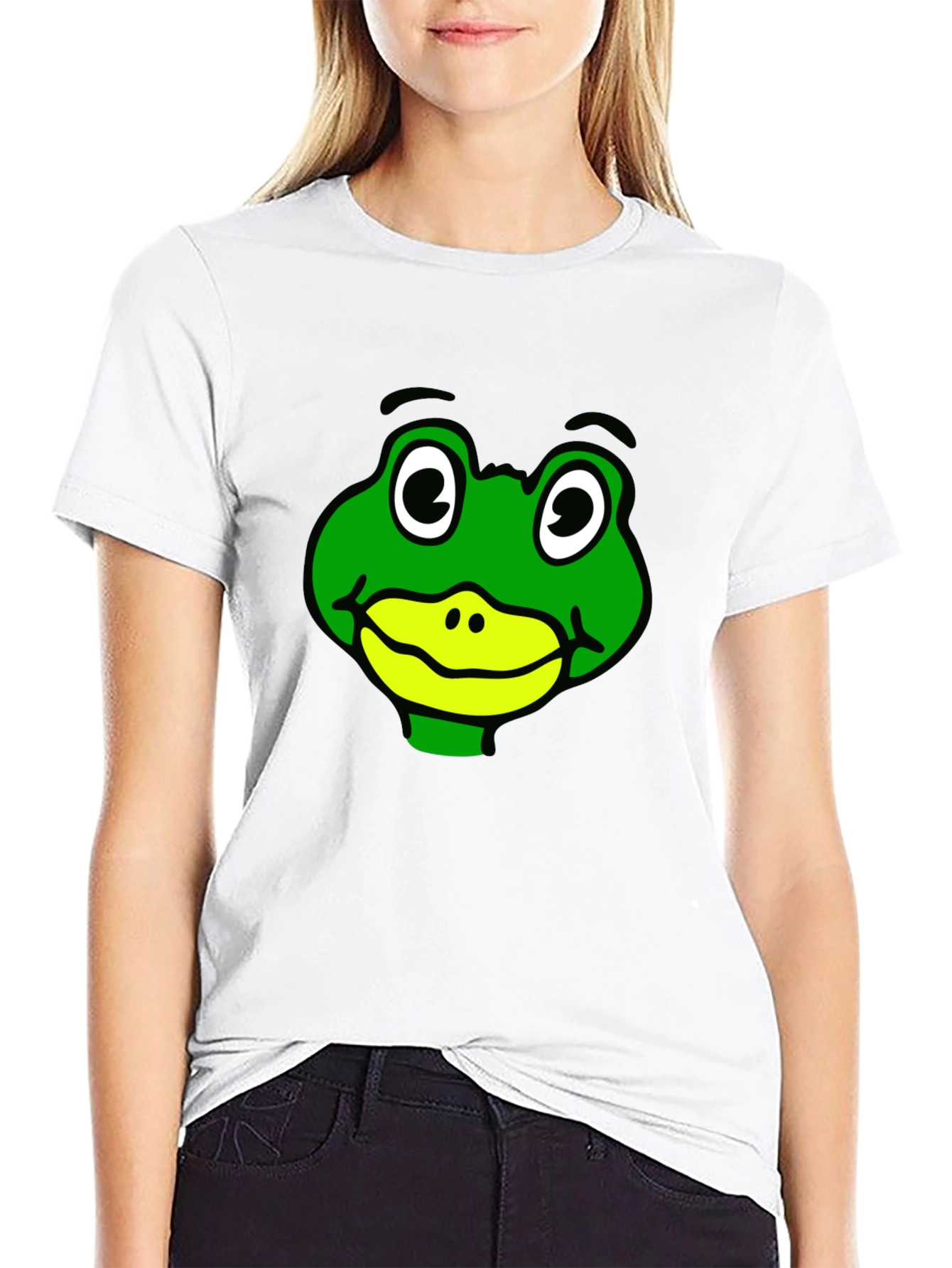 Frog Face Graphic T-Shirt - Black Casual Wear