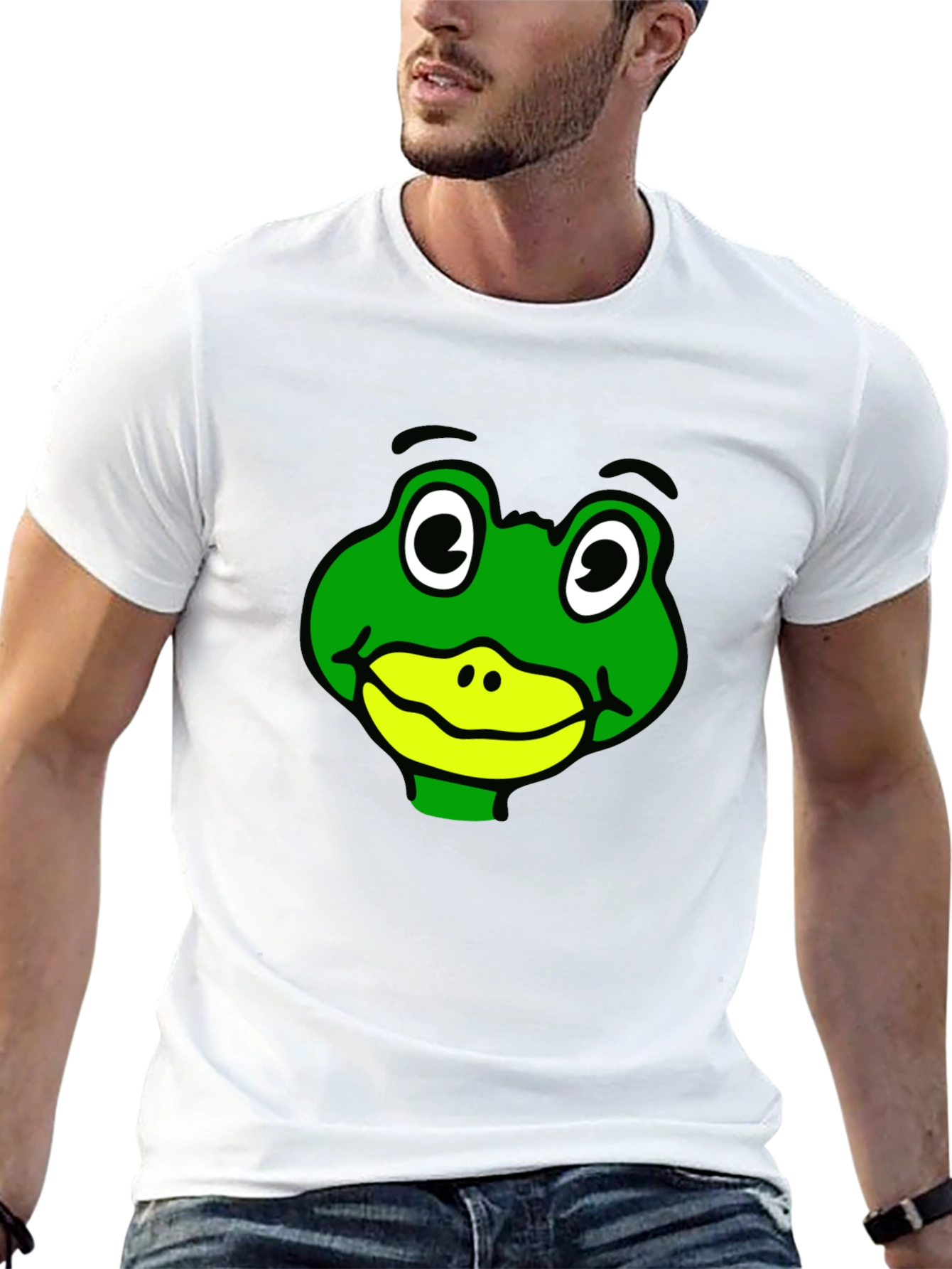 Frog Face Graphic T-Shirt - Black Casual Wear
