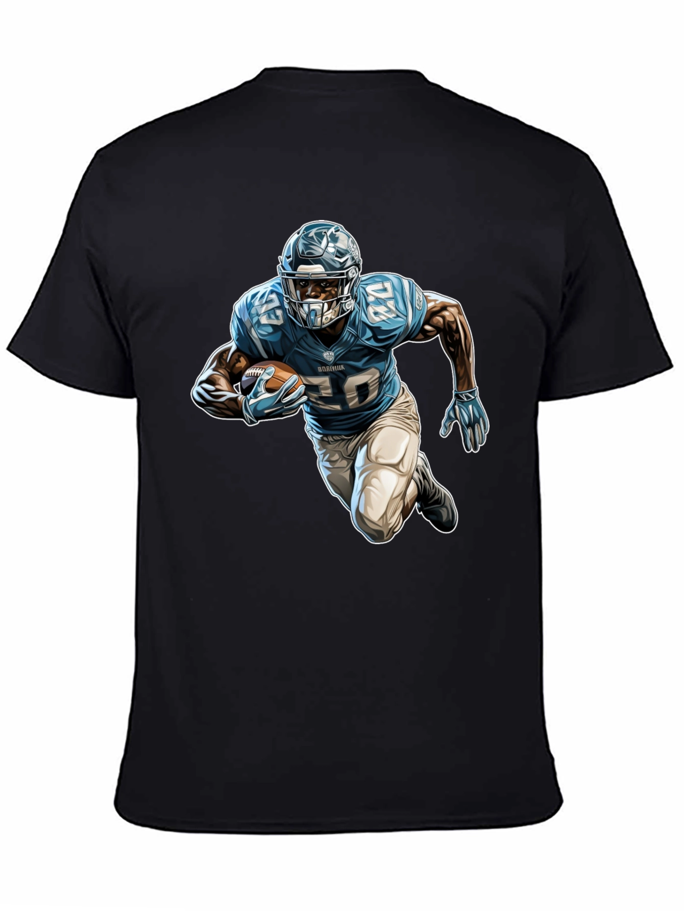 Football Player Graphic Tee - Black Cotton Blend