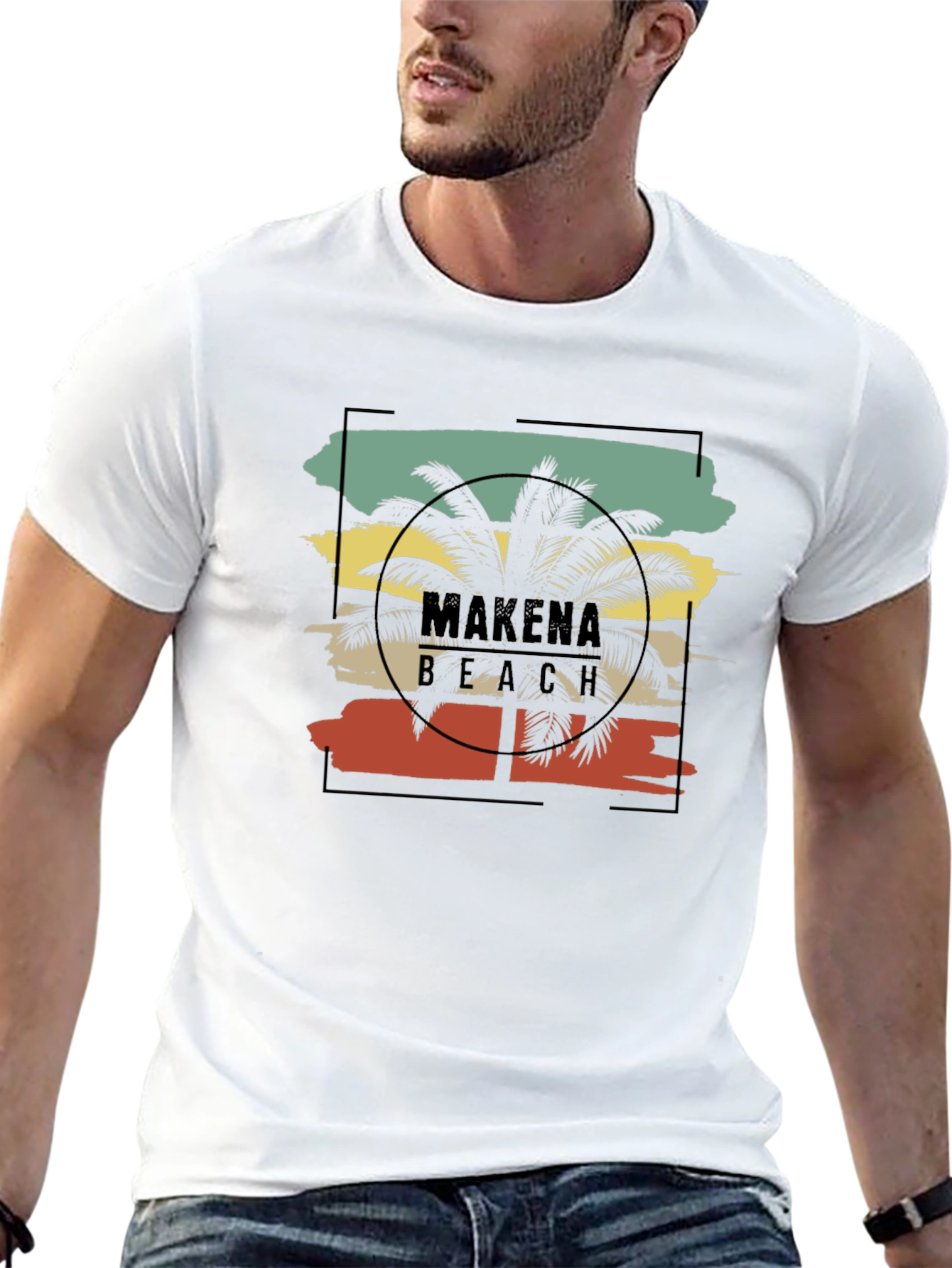Makena Beach T-Shirt - Tropical Palm Tree Design