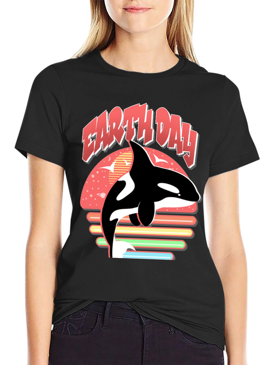 Earth Day Orca T-Shirt - Black Graphic Tee