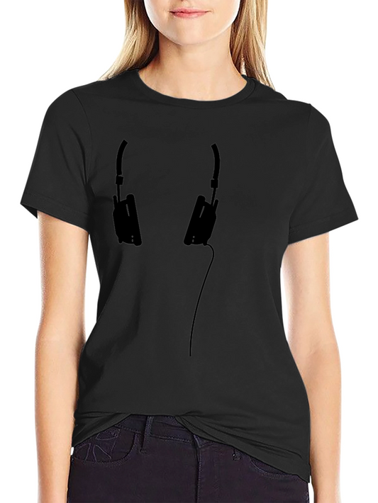 Black Headphone Graphic Tee - Casual Style
