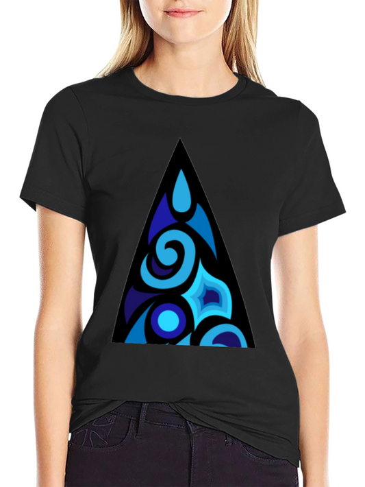 Blue Abstract Triangle Graphic T-Shirt