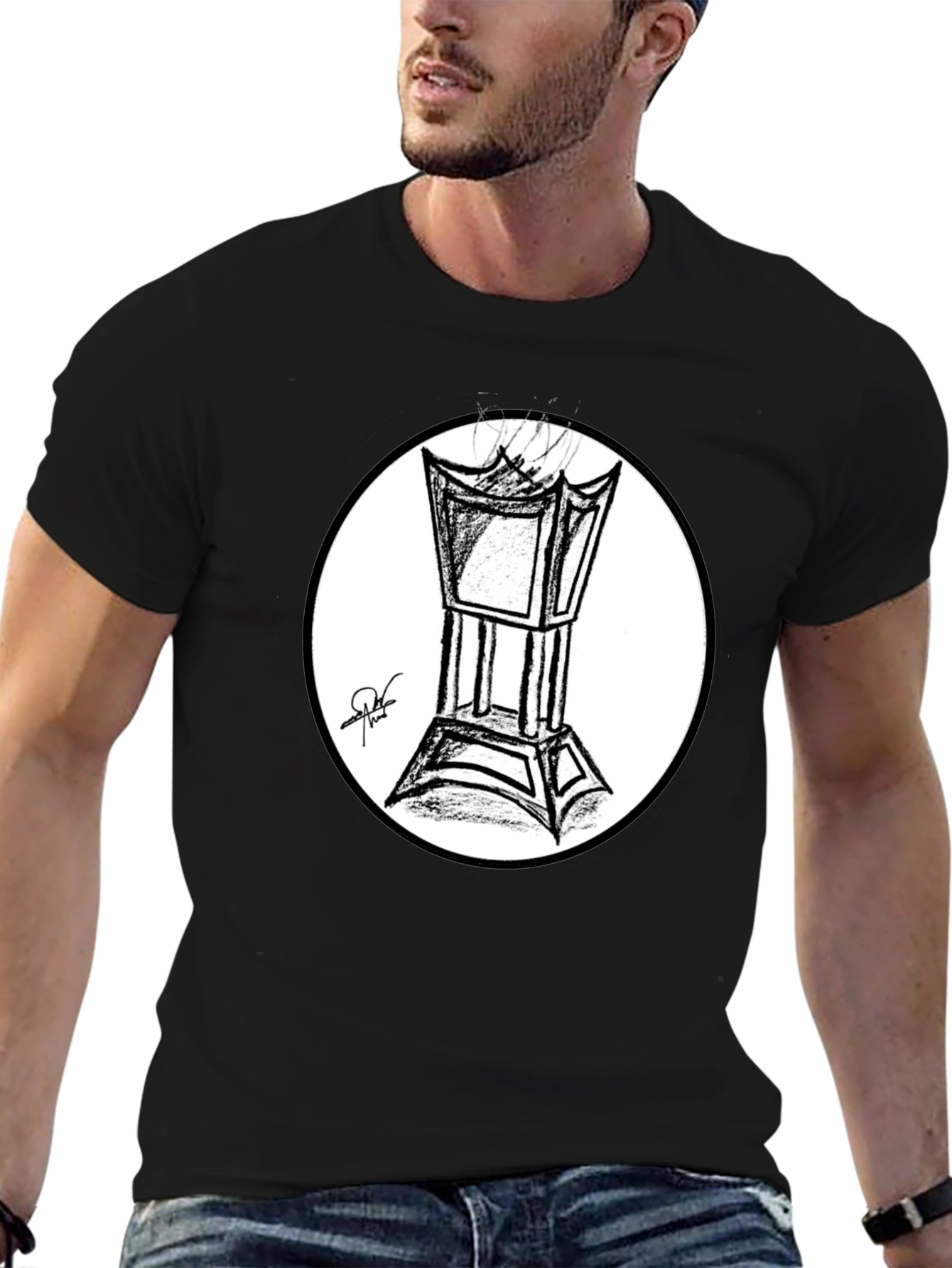 Incense Burner Sketch T-Shirt - Black