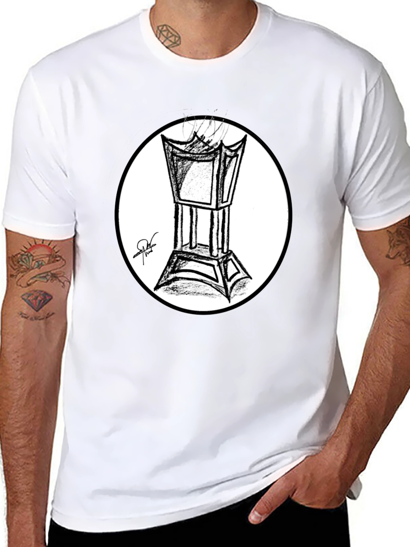 Incense Burner Sketch T-Shirt - Black