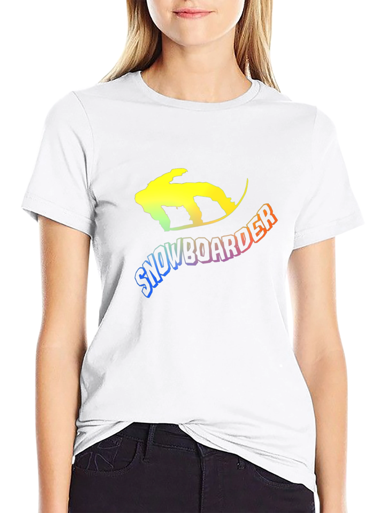 Snowboarder Graphic Tee - Black Cotton Blend T-Shirt