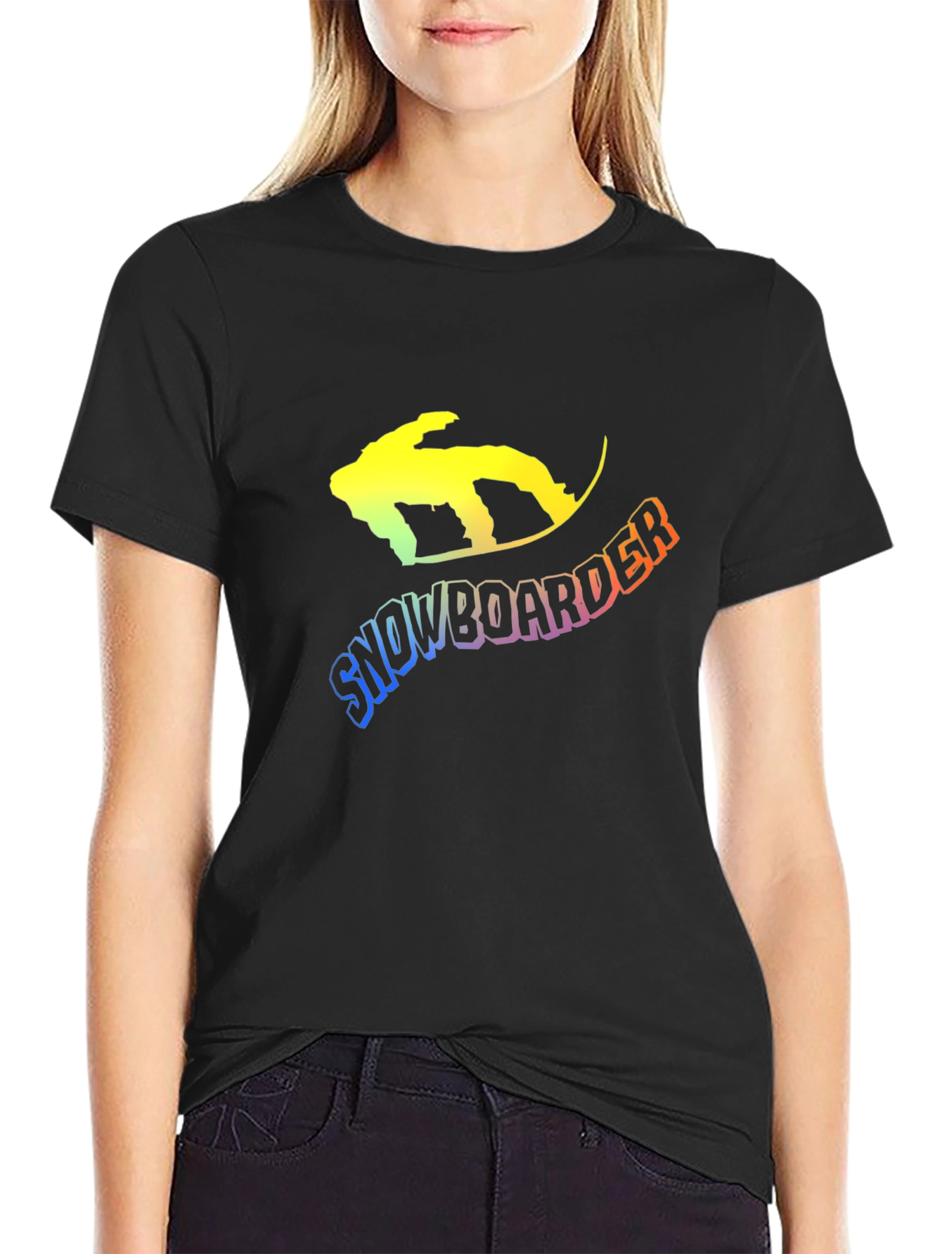 Snowboarder Graphic Tee - Black Cotton Blend T-Shirt