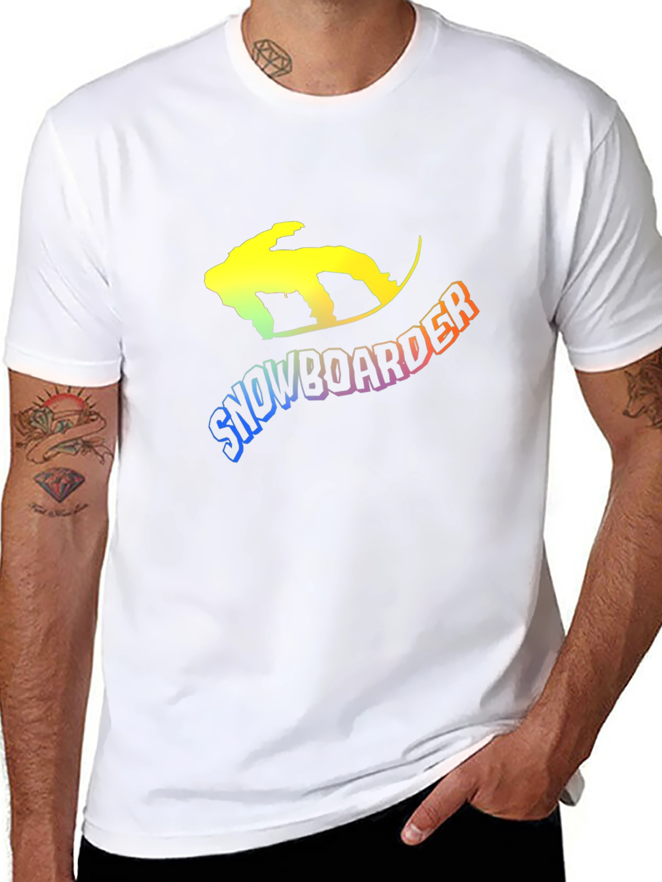 Snowboarder Graphic Tee - Black Cotton Blend T-Shirt