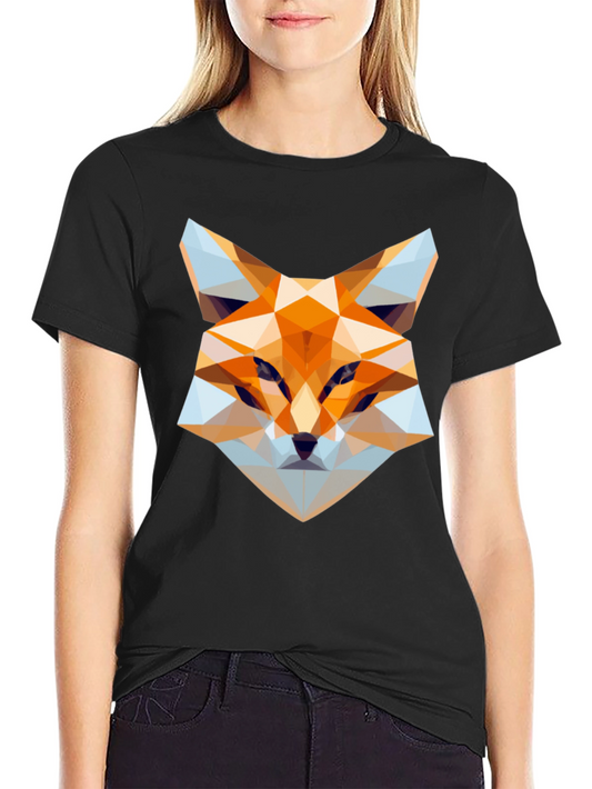 Geometric Fox Graphic Tee - Stylish Black T-Shirt