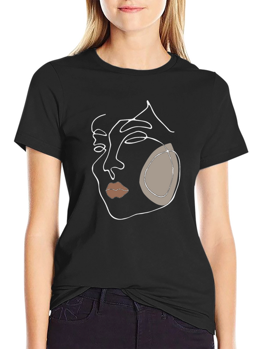 Abstract Face Line Art T-Shirt - Modern Minimalist Tee