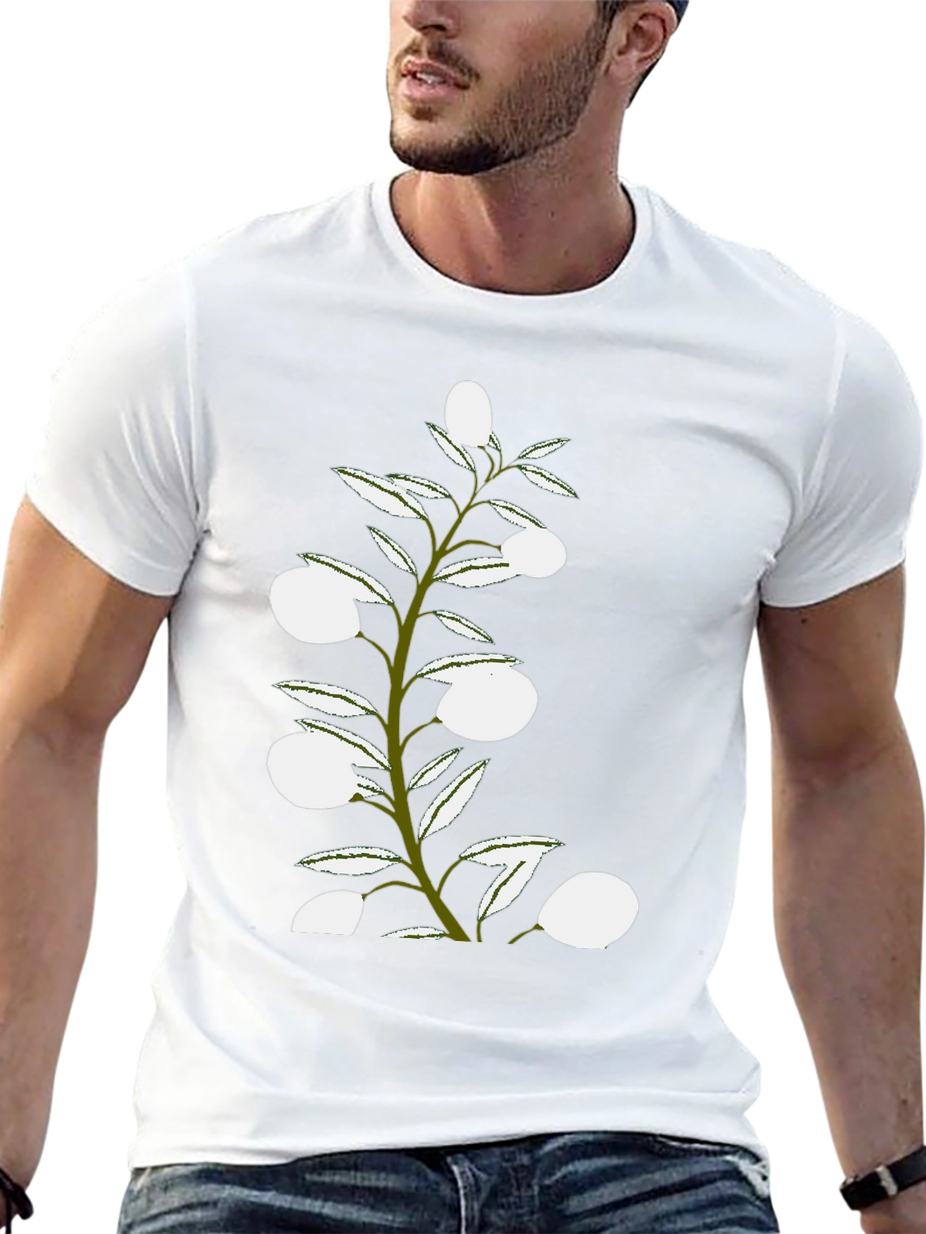Olive Branch Graphic Tee - Stylish Black Cotton Shirt