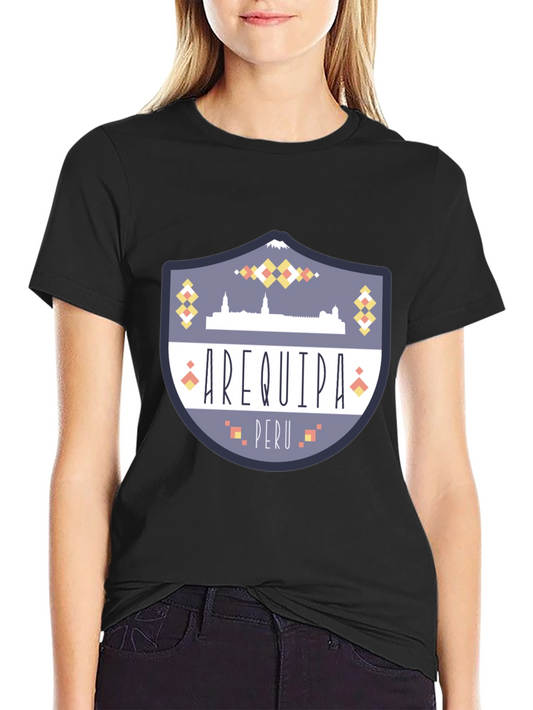 Arequipa Peru Graphic Tee - Black Crew Neck T-Shirt