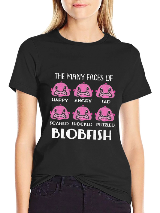 The Many Faces of Blobfish Black T-Shirt