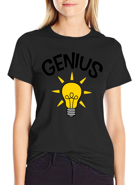Genius Idea Light Bulb T-Shirt - Black Cotton Tee