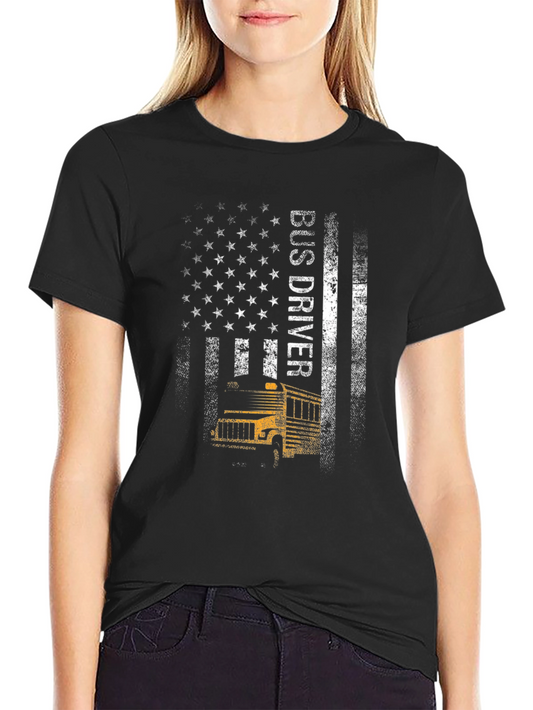 Bus Driver American Flag T-Shirt
