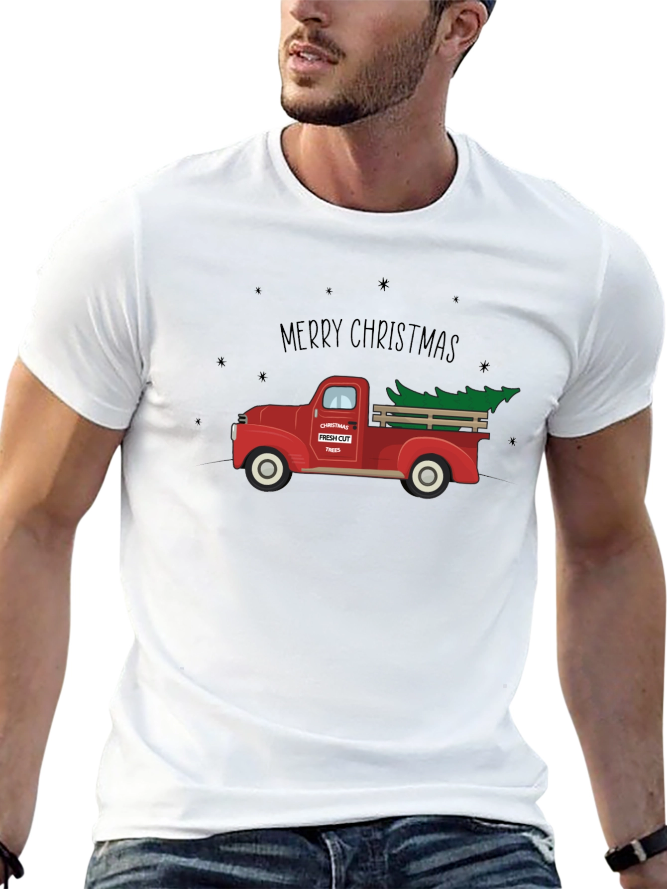 Merry Christmas Tree Truck Graphic Tee