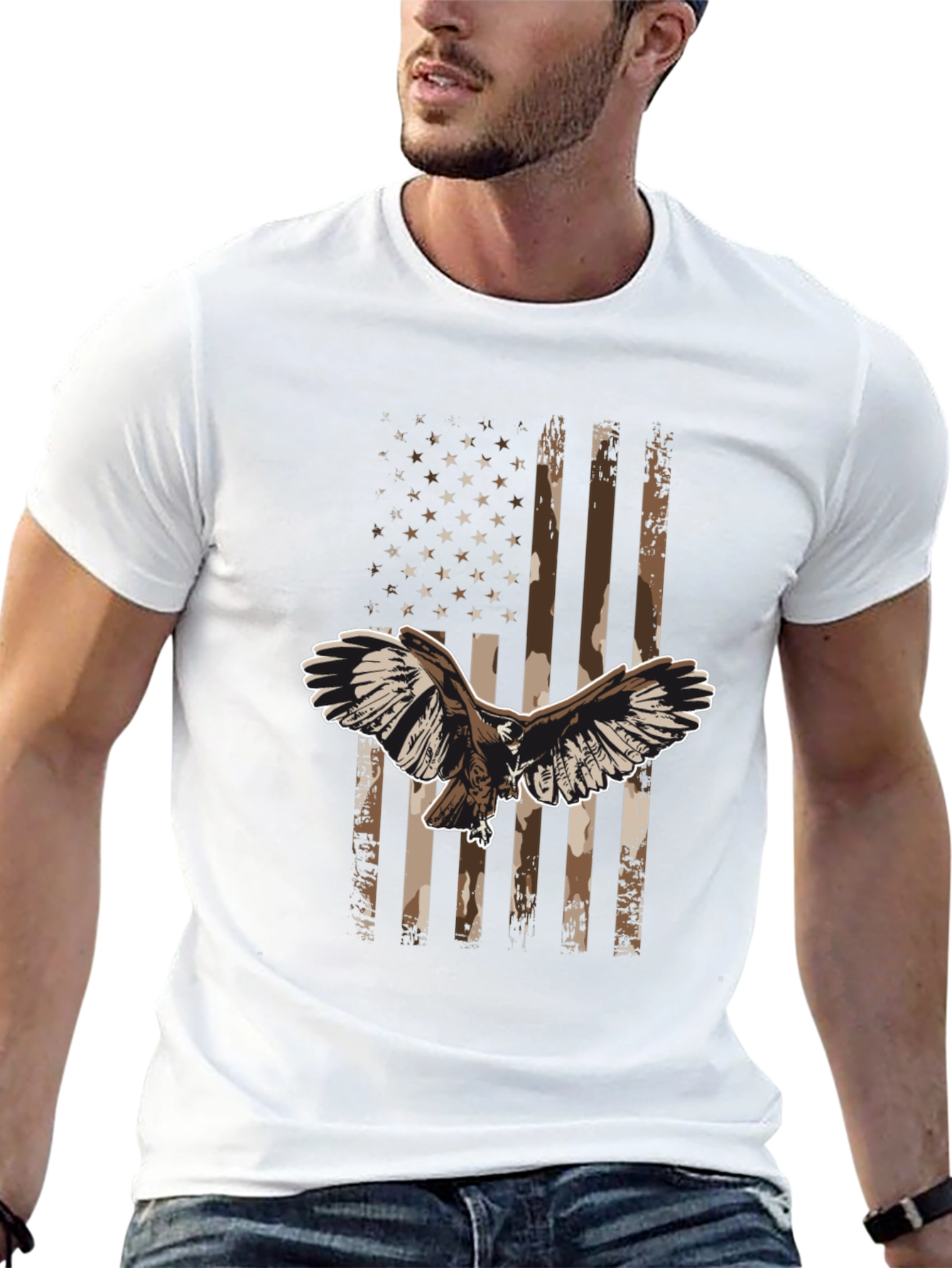 American Flag Eagle Graphic Tee - Black