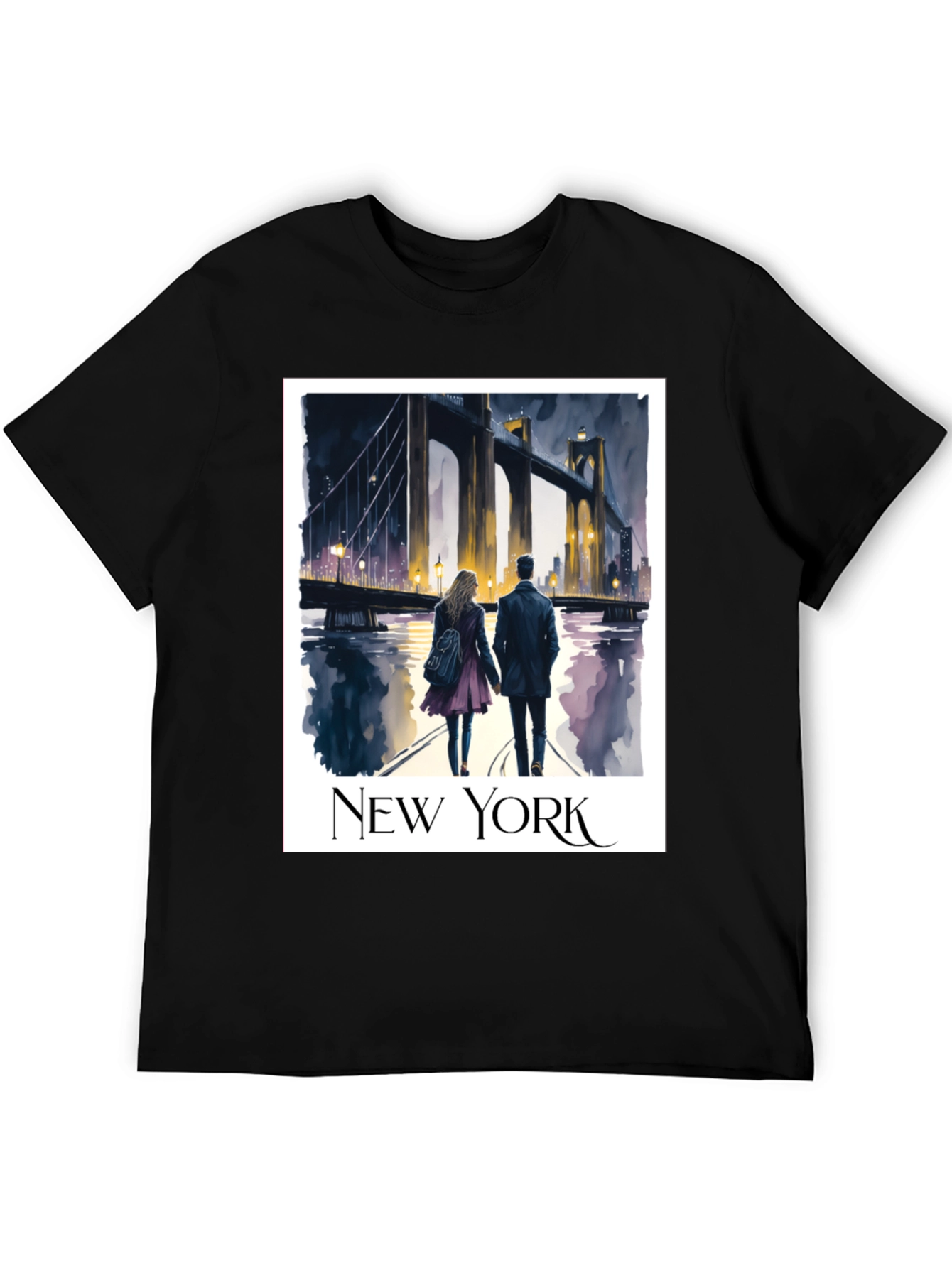 New York Bridge Couple Graphic T-Shirt