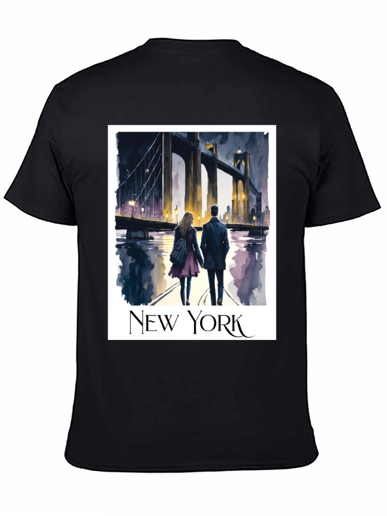 New York Bridge Couple Graphic T-Shirt