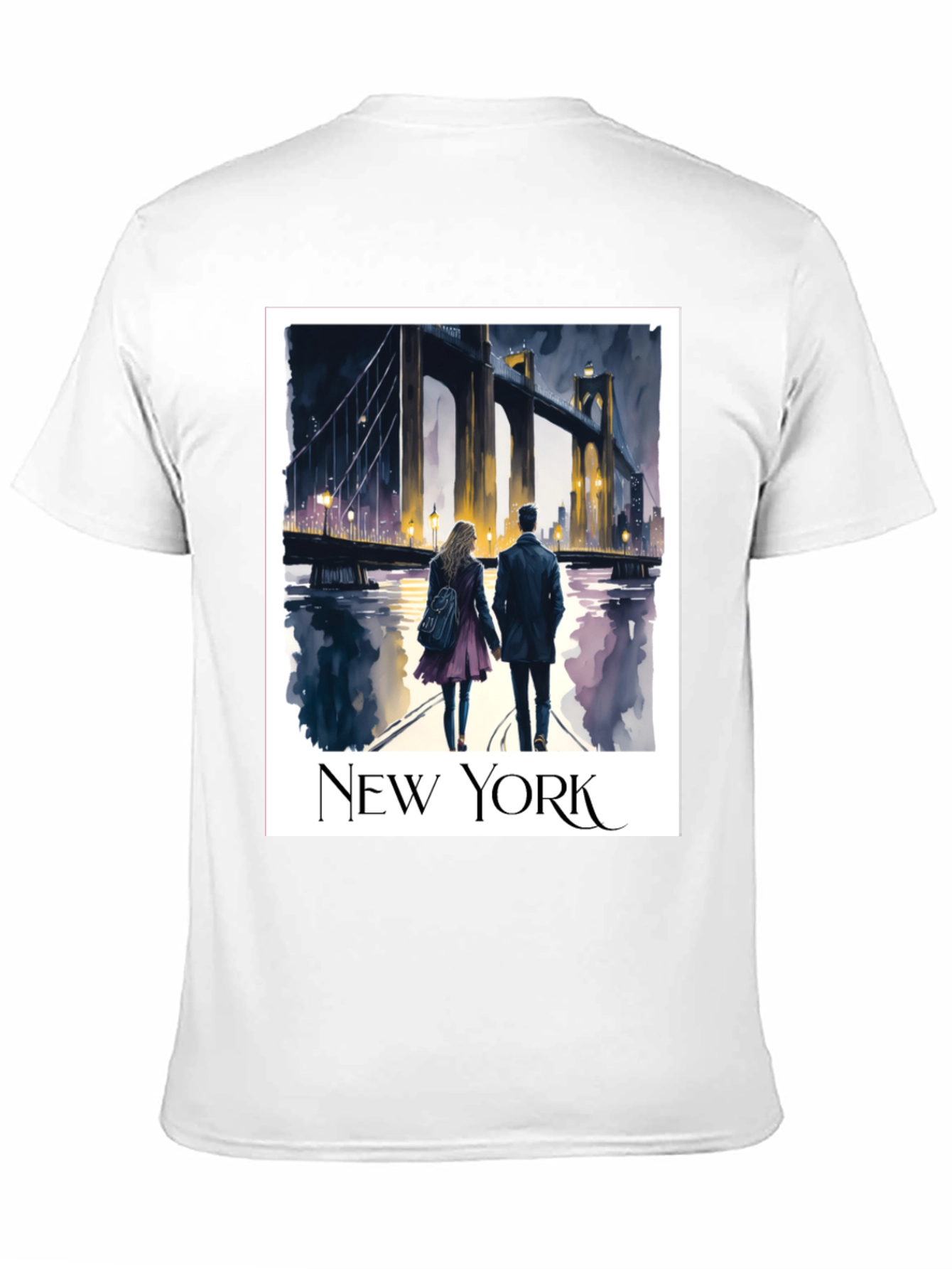 New York Bridge Couple Graphic T-Shirt