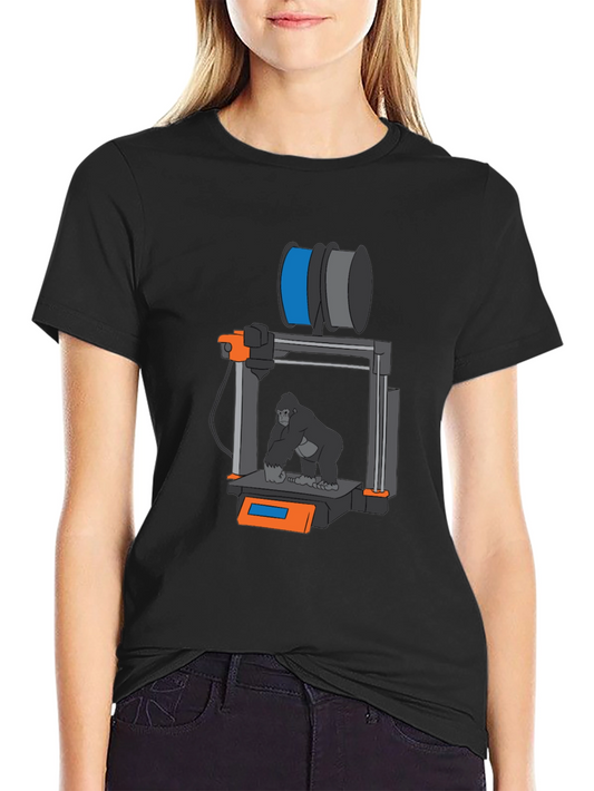 3D Printer Gorilla Graphic Tee - Black Unisex Shirt