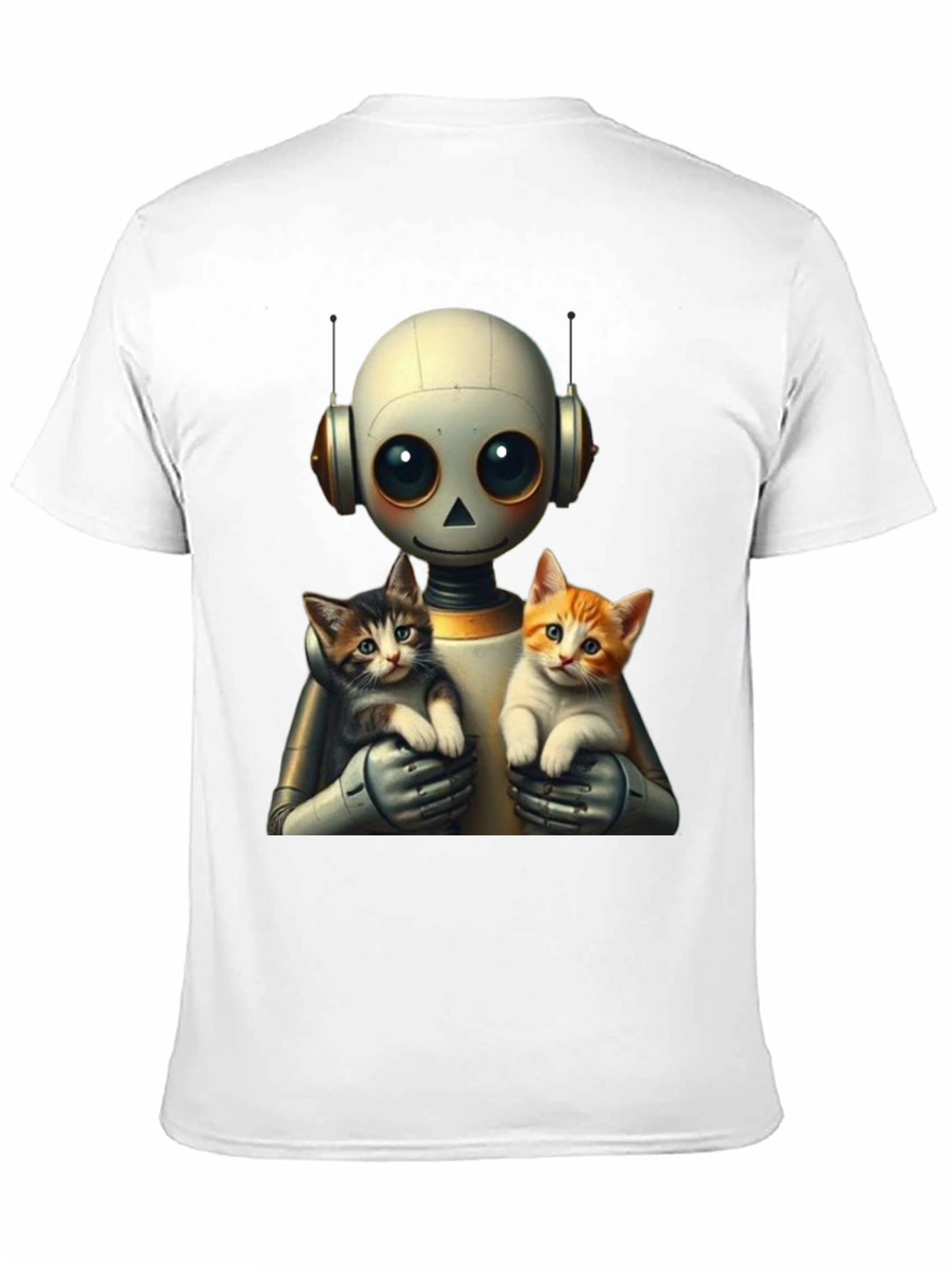 Robot Holding Cats Graphic T-Shirt