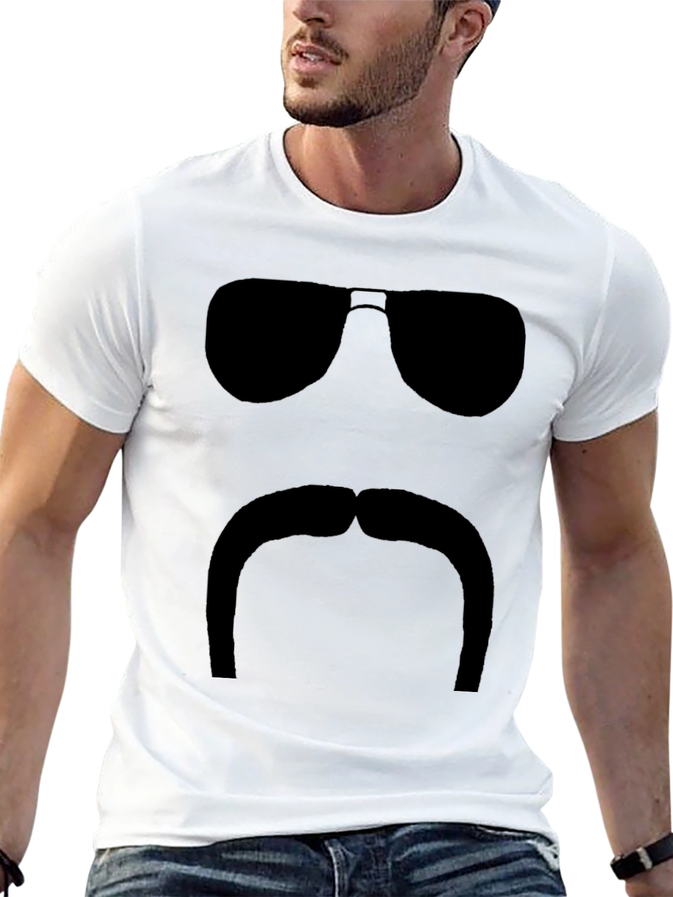 Funny Silhouette T-Shirt - Sunglasses and Mustache