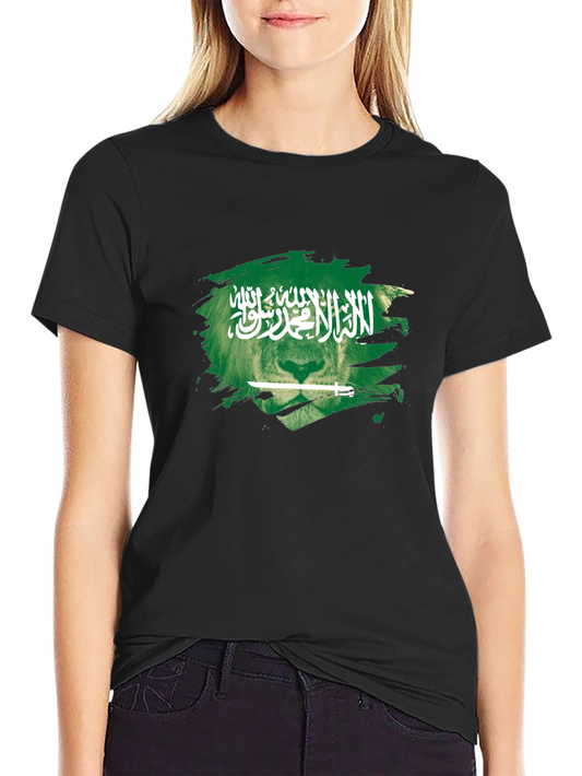 Lion Saudi Arabia Flag Graphic T-Shirt