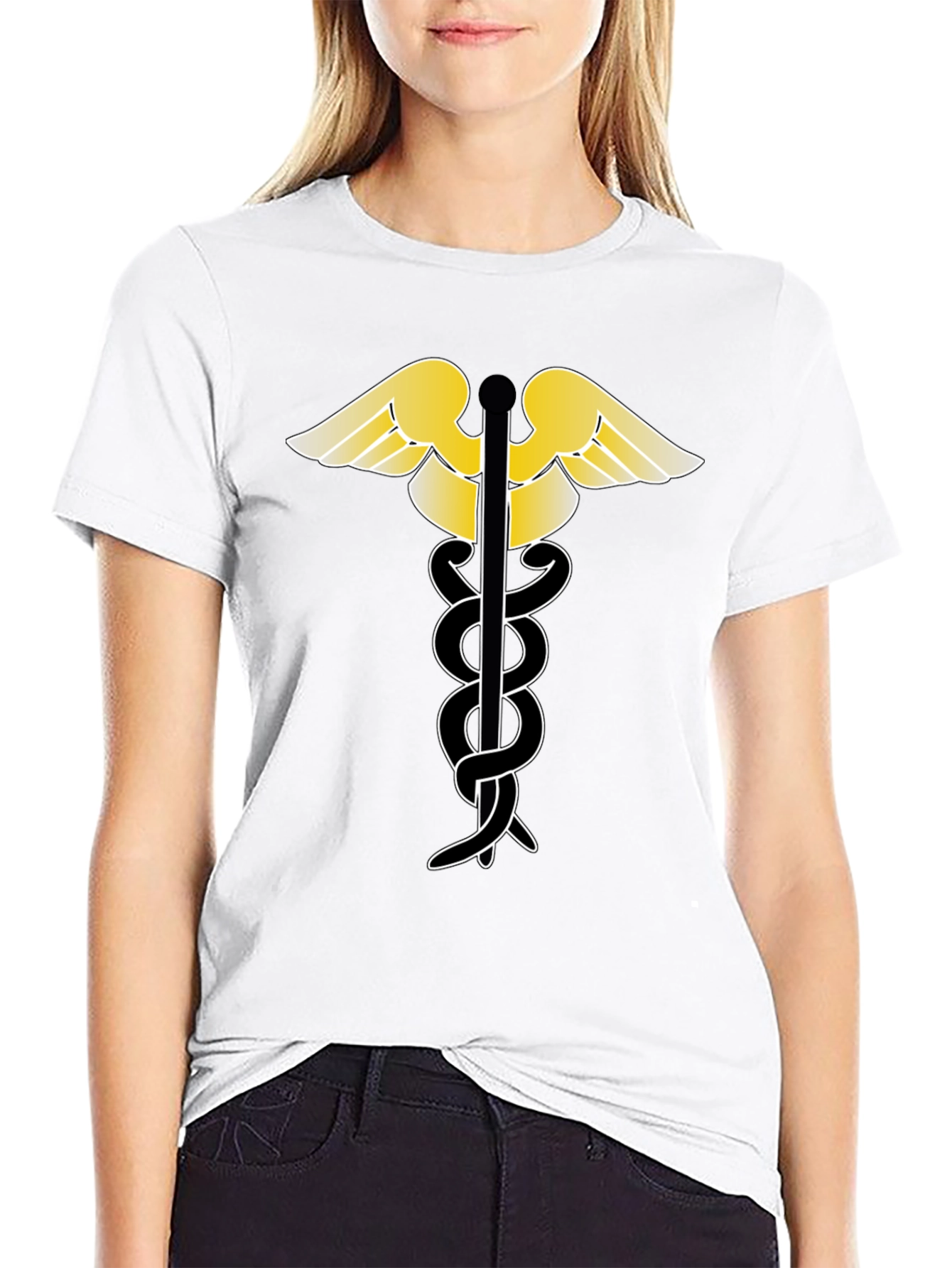 Caduceus Black T-Shirt - Medical Symbol Tee