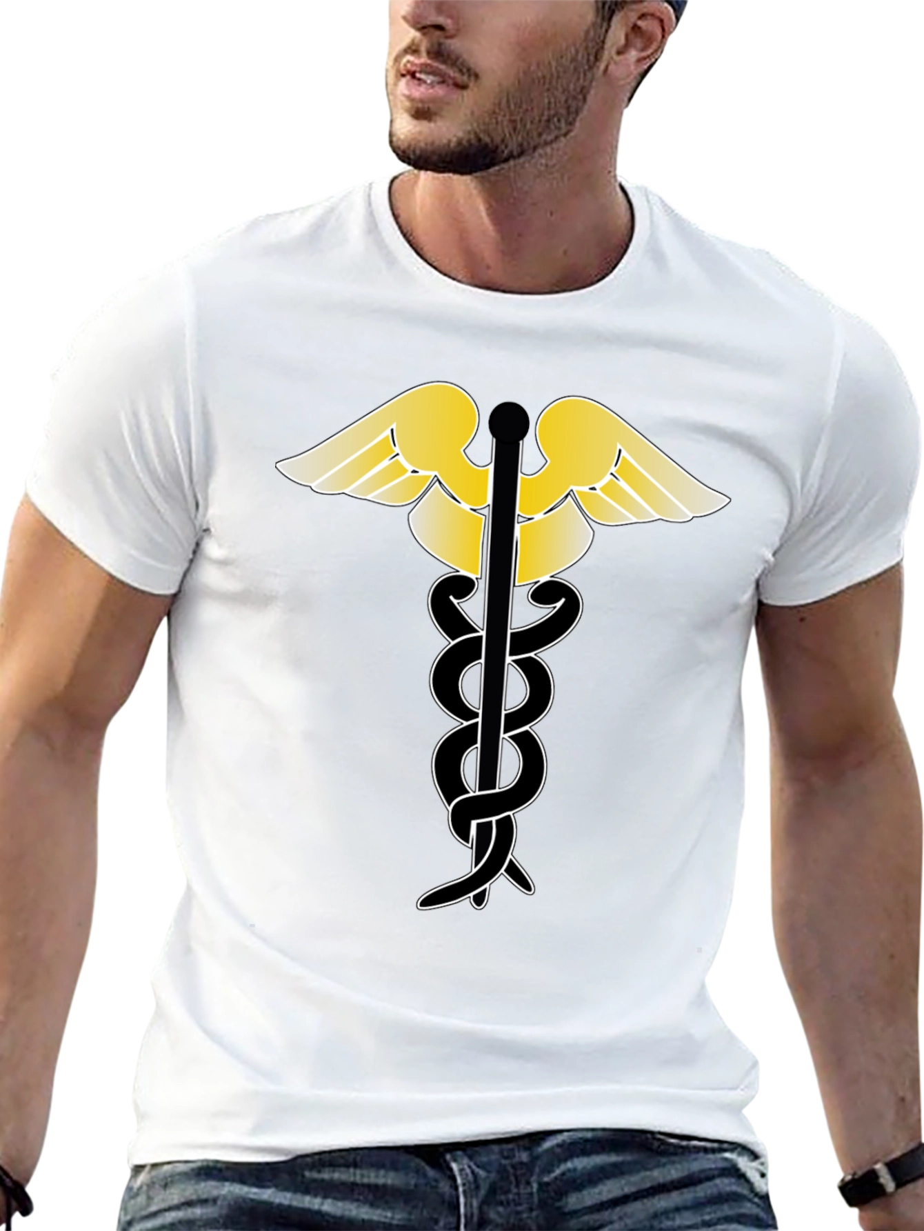 Caduceus Black T-Shirt - Medical Symbol Tee