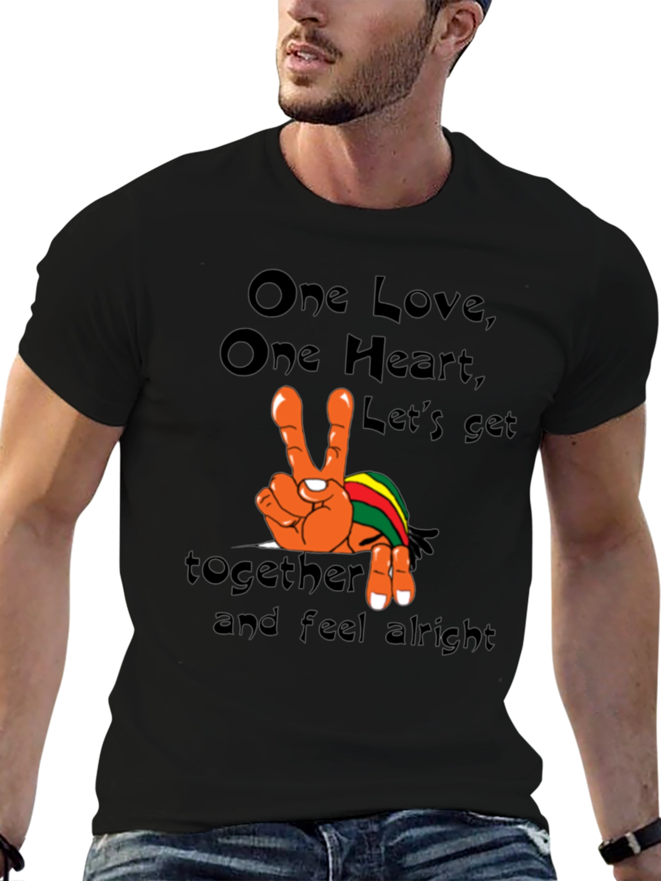One Love Graphic Tee - Rasta Peace Shirt