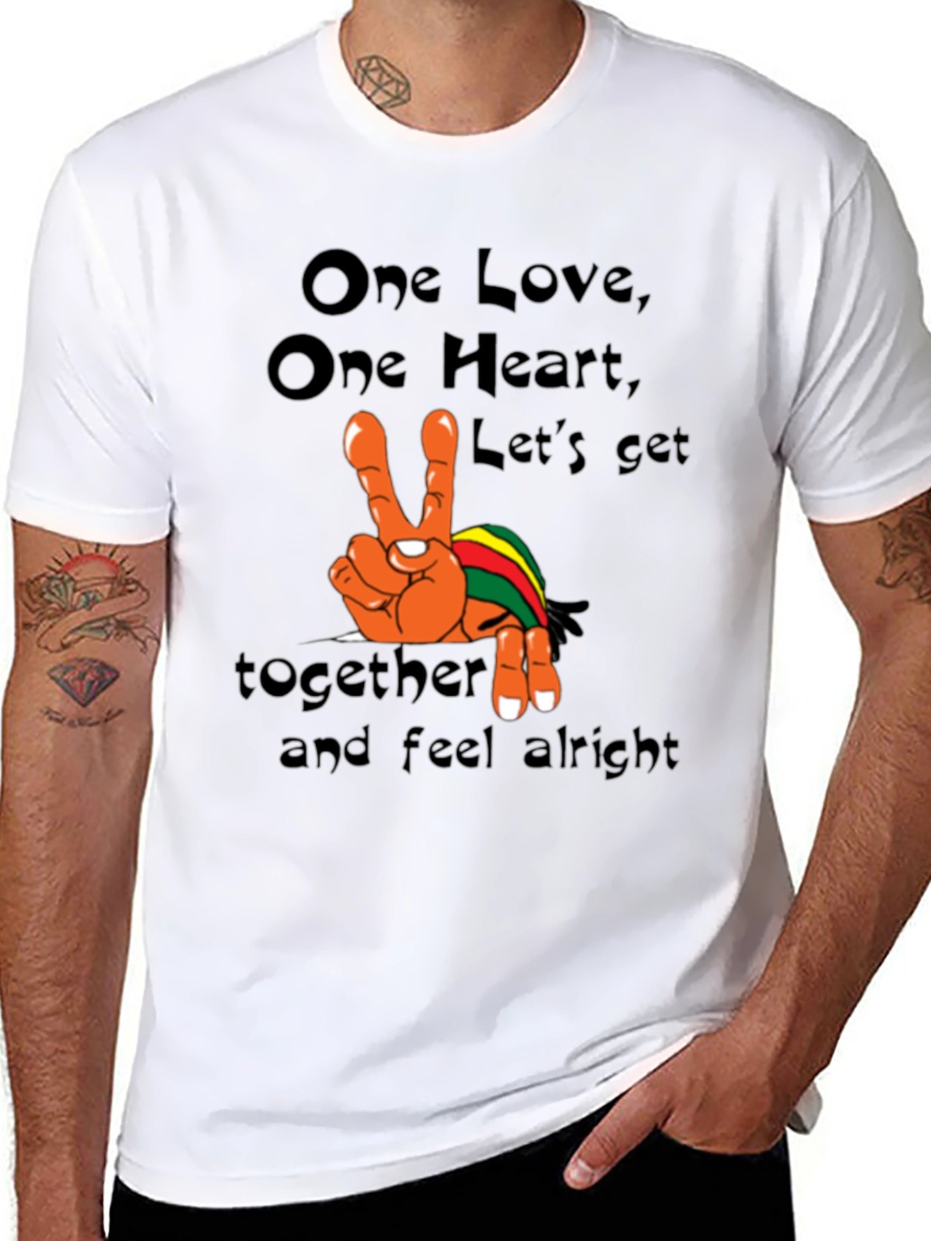 One Love Graphic Tee - Rasta Peace Shirt