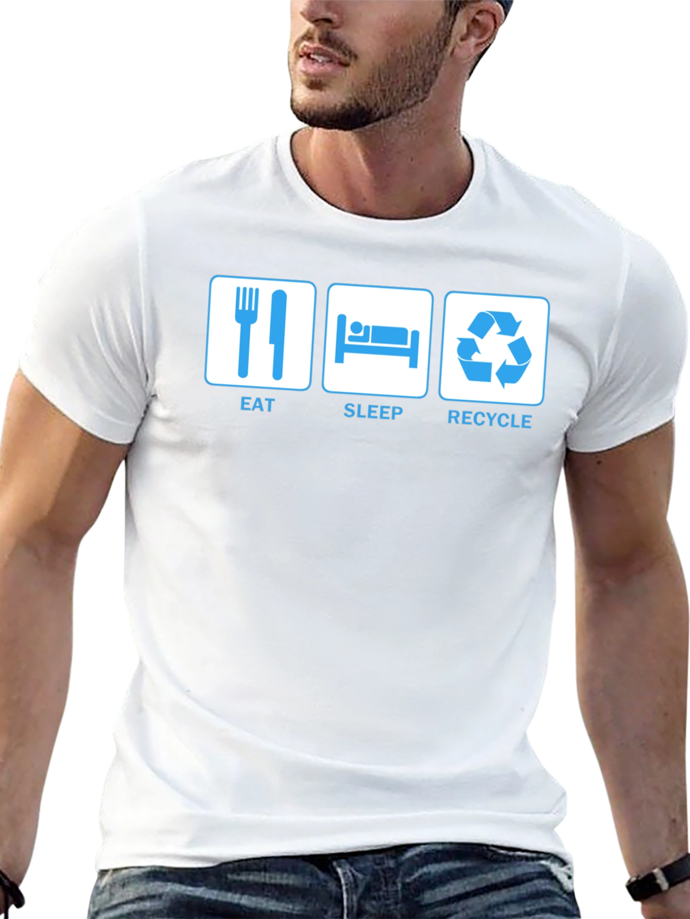 Eat Sleep Recycle T-Shirt - Funny Environmental Tee