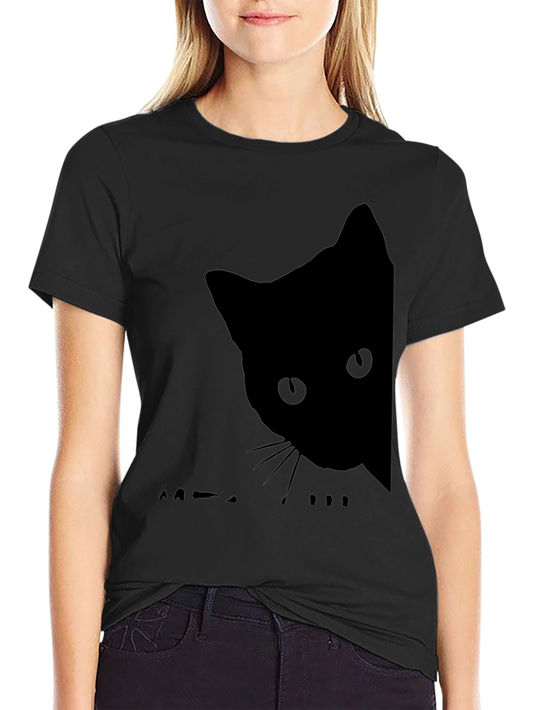 Black Cat Peek T-Shirt - Soft Cotton Blend