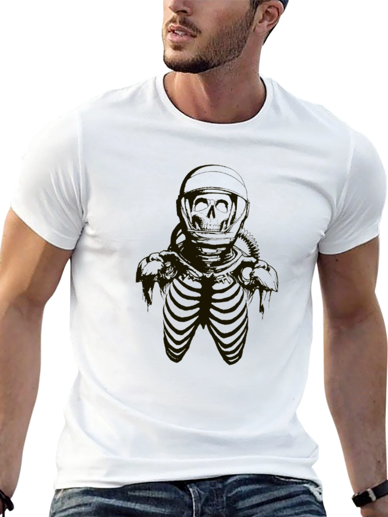 Astronaut Skeleton Graphic Tee - Black