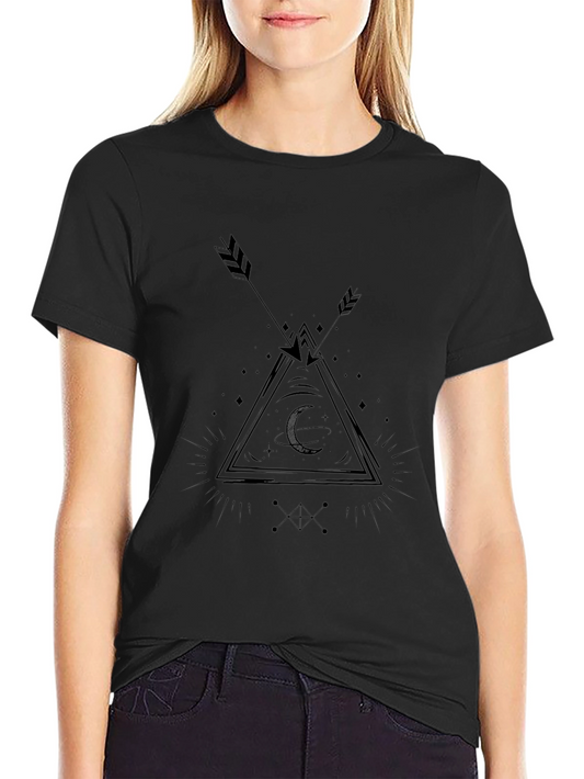 Black Graphic Tee: Arrow & Moon Design