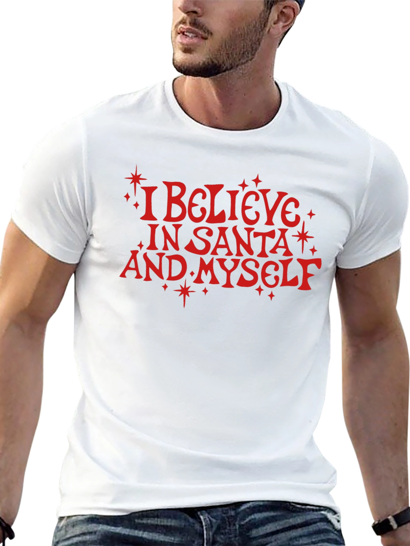 I Believe in Santa and Myself Black Tee