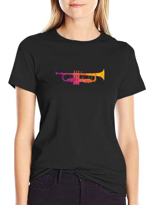 Geometric Trumpet Graphic Tee - Cool Music Shirt