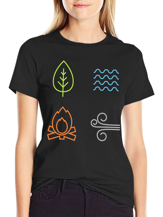 Four Elements Graphic T-Shirt - Earth Water Fire Air