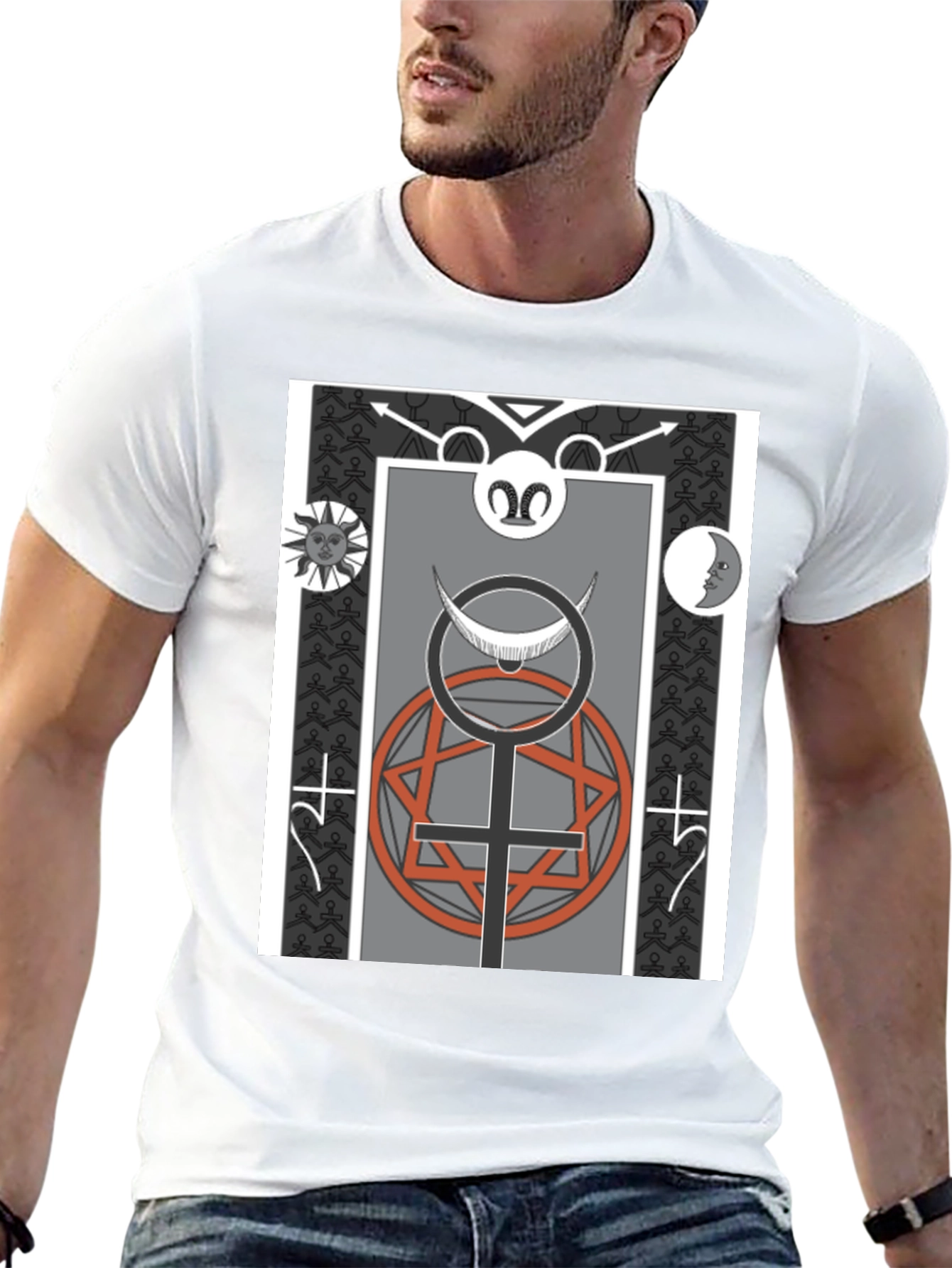 Occult Symbol Graphic Print Tee - Black