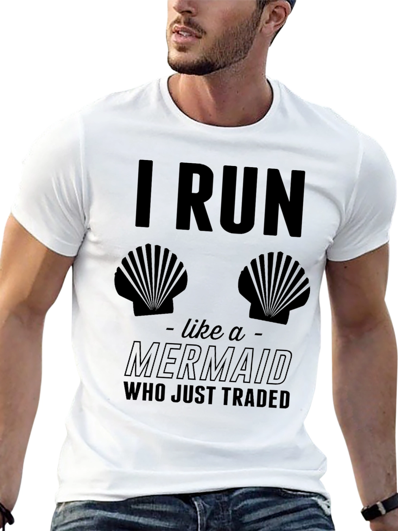 I Run Like A Mermaid Black T-Shirt