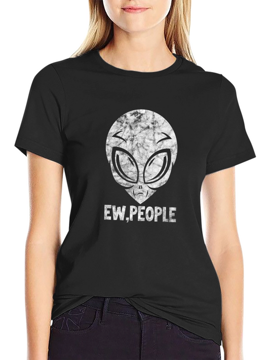 Ew People Alien Graphic Tee - Black Cotton Blend