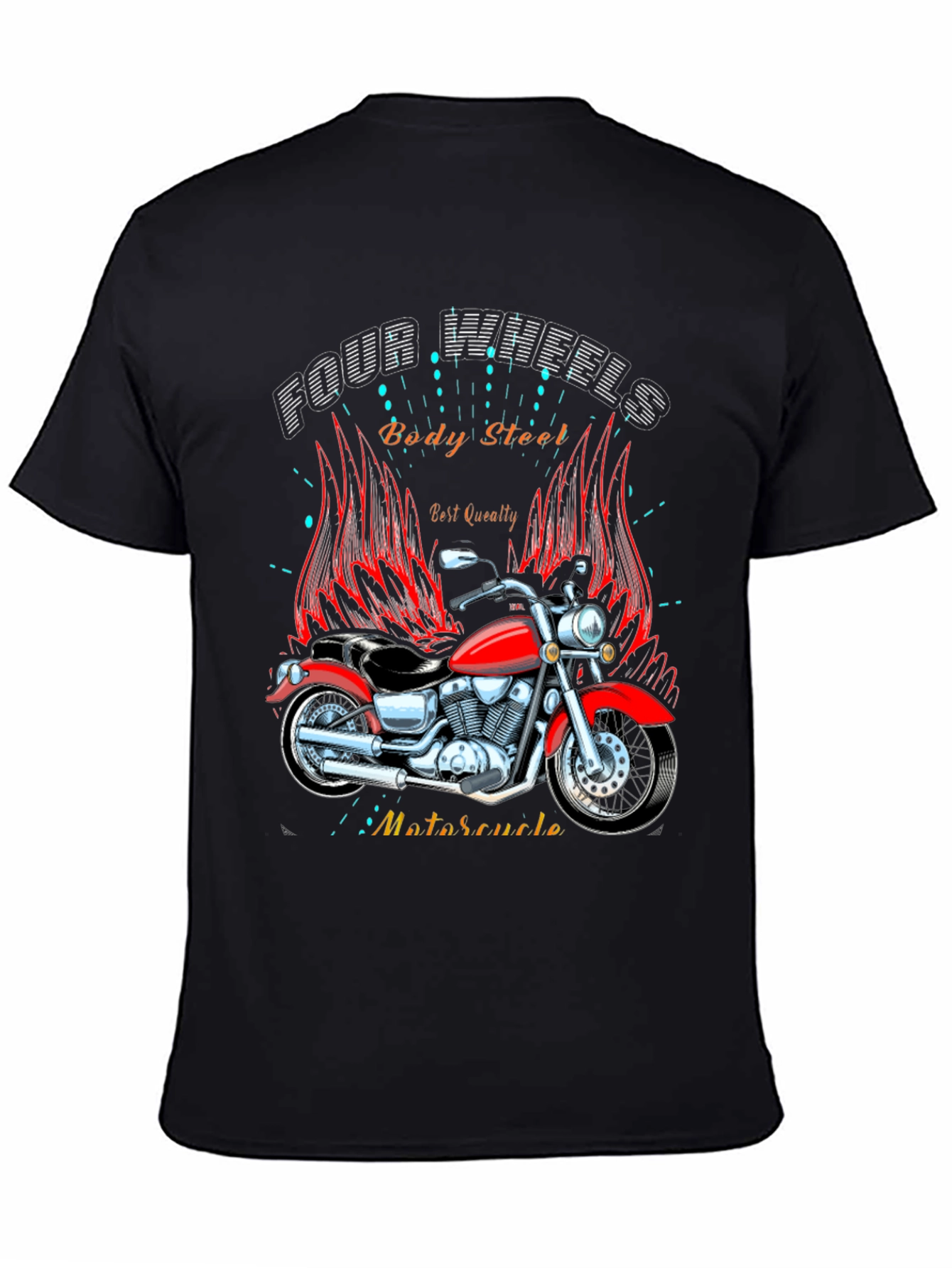 Four Wheels Body Steel Motorcycle T-Shirt