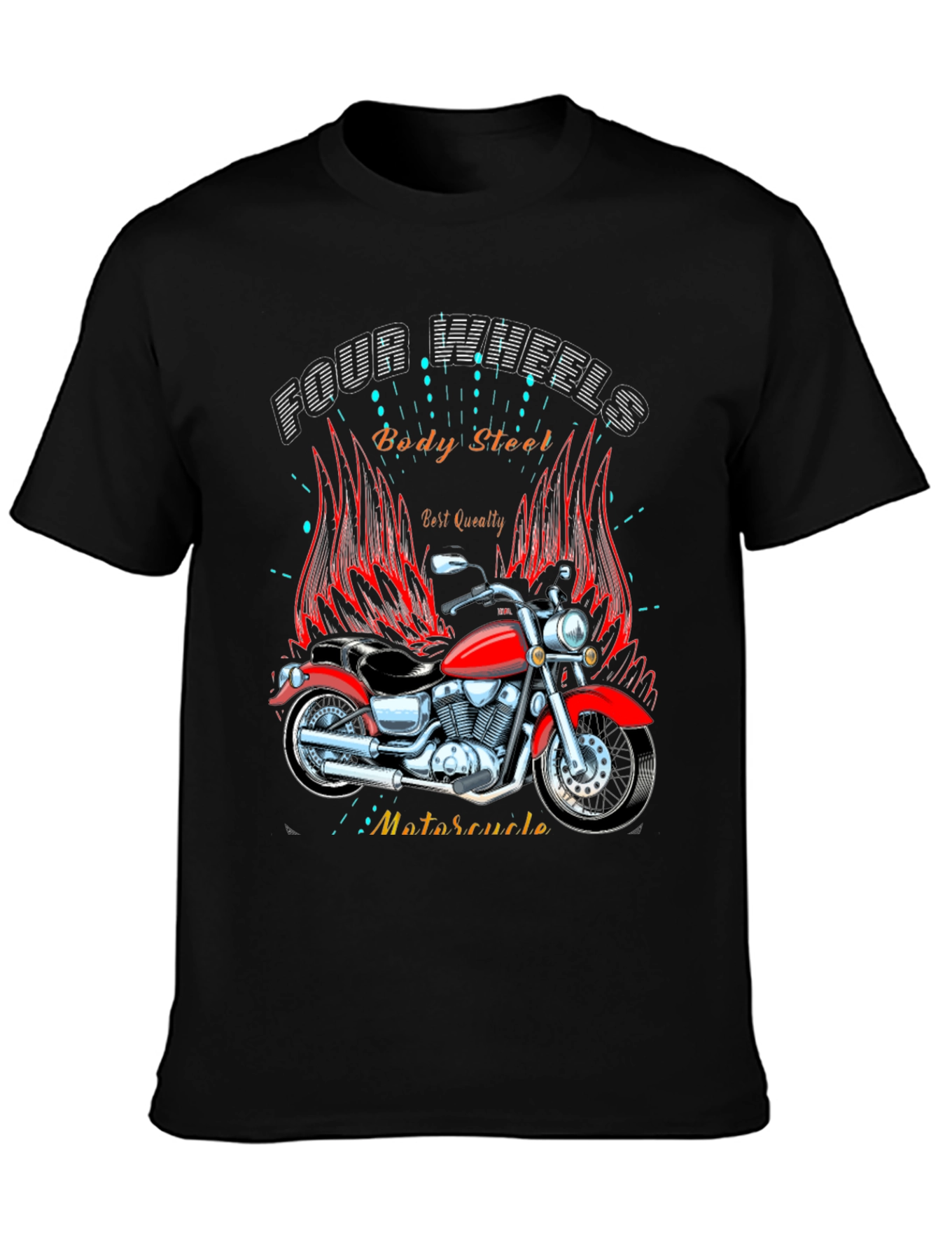 Four Wheels Body Steel Motorcycle T-Shirt