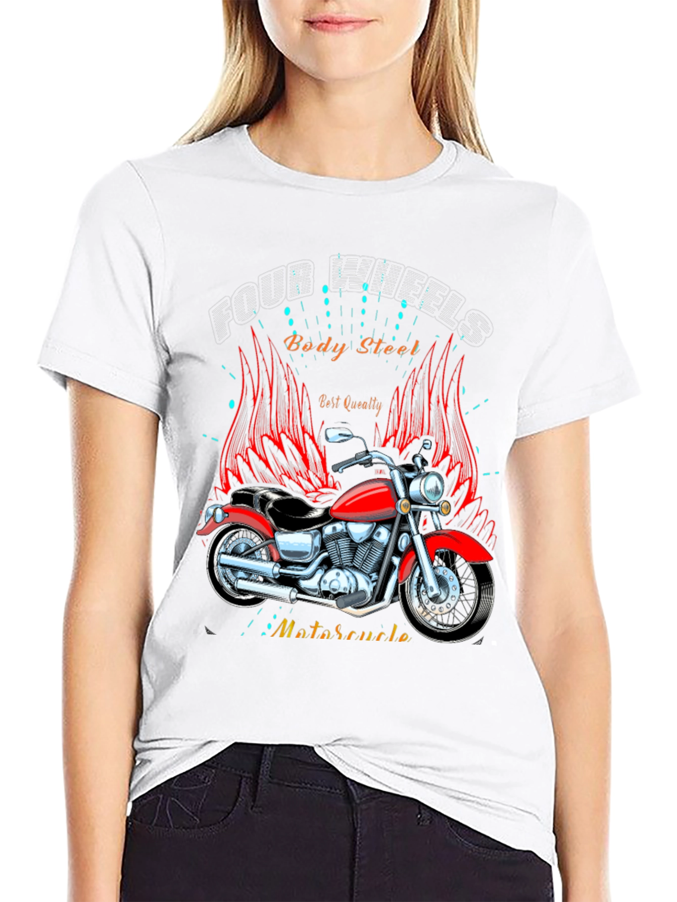 Four Wheels Body Steel Motorcycle T-Shirt